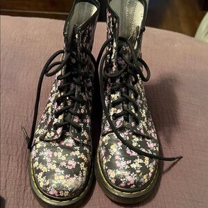 Dr. Martens Black Floral Combat Boots